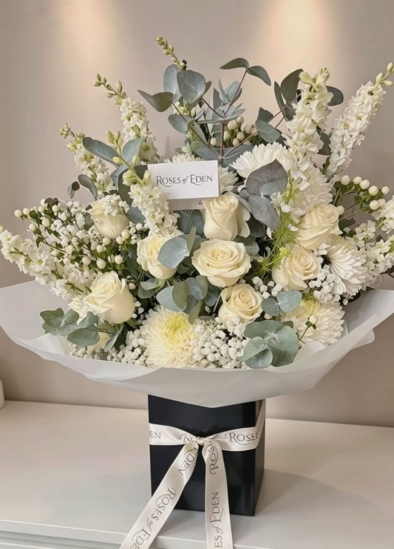 Cream bridal bouquet by Roses of Eden UK